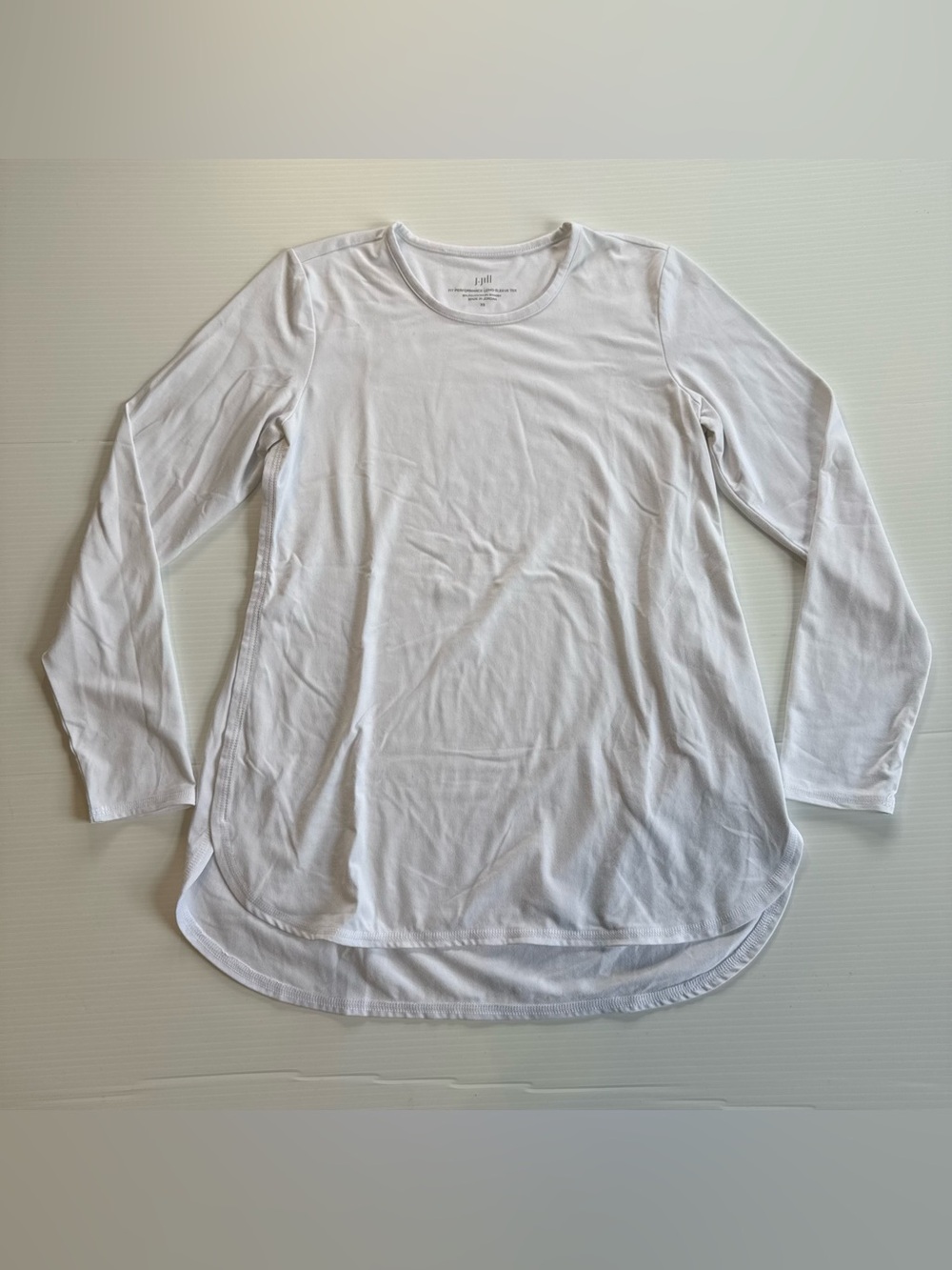 J. Jill Fit Performance Long Sleeve Tee XS White Activewear Gym Athleisure Top